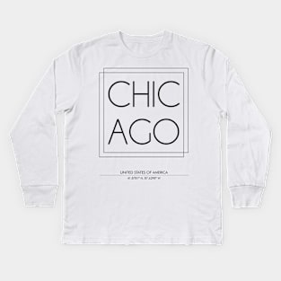 Chicago City Minimal Typography 2 Kids Long Sleeve T-Shirt